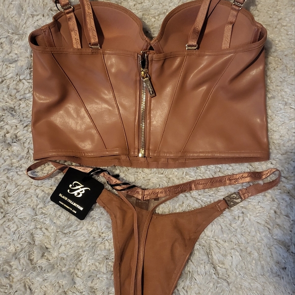 NWT Honey Birdette Emily Leatherette toffee bustier 34C - Picture 6 of 6